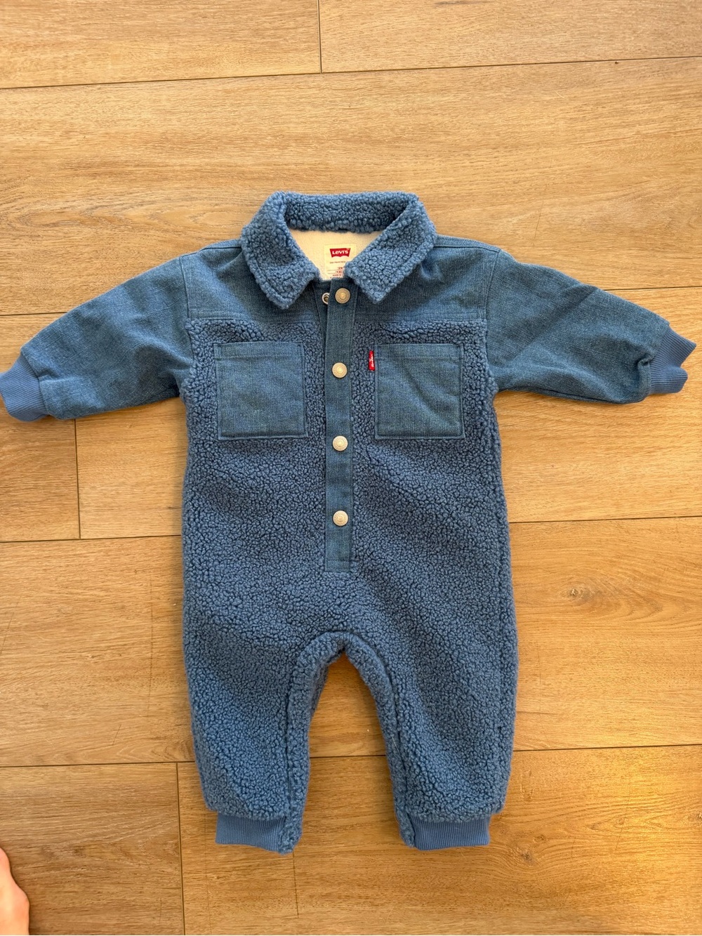 Levi's Blue Sherpa One-Piece Footie